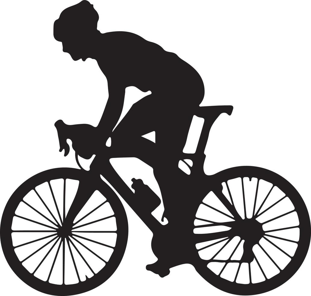 icono de bicicleta. símbolo de la carrera de bicicletas. icono plano de la carrera ciclista. señal de ciclista. silueta de ciclista de carretera. logotipo deportivo vector