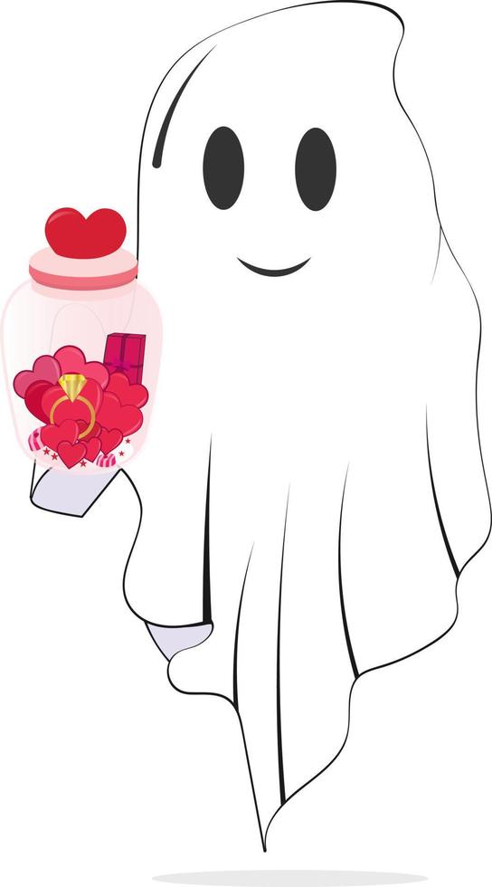 Valentine Retro Ghost with Heart vector