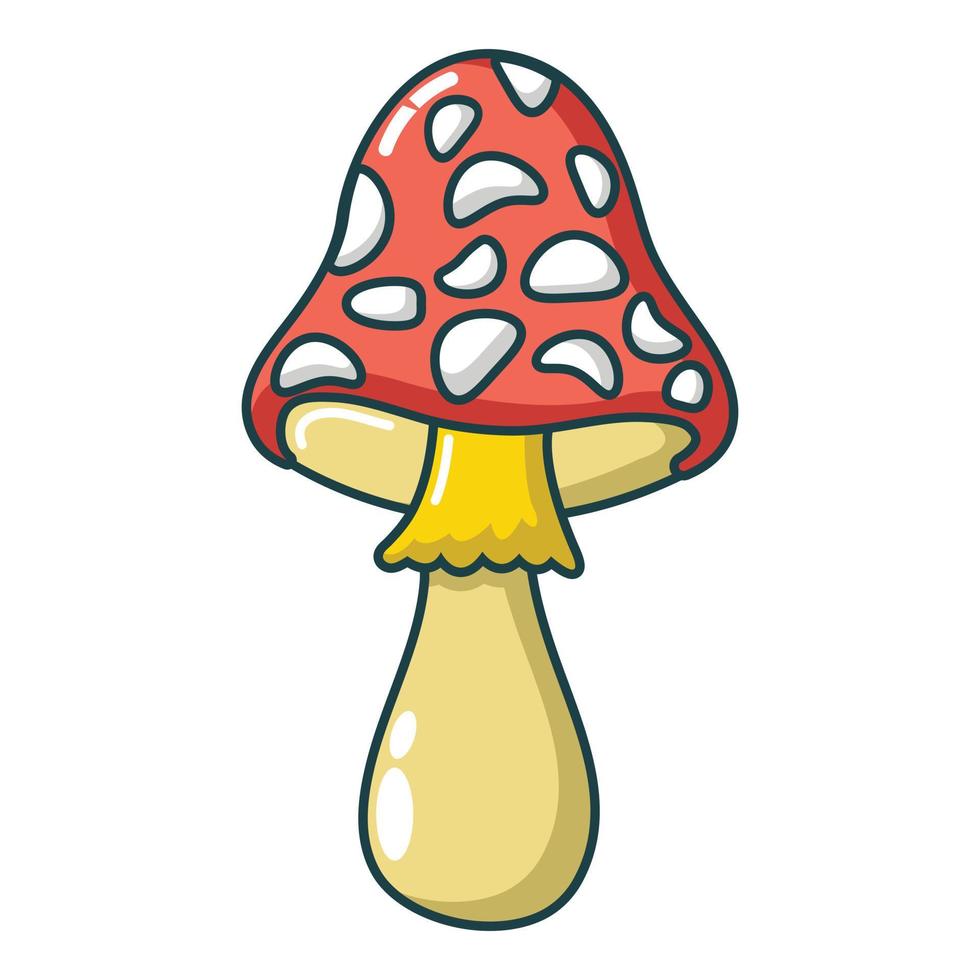 Poison mushroom icon, cartoon style vector