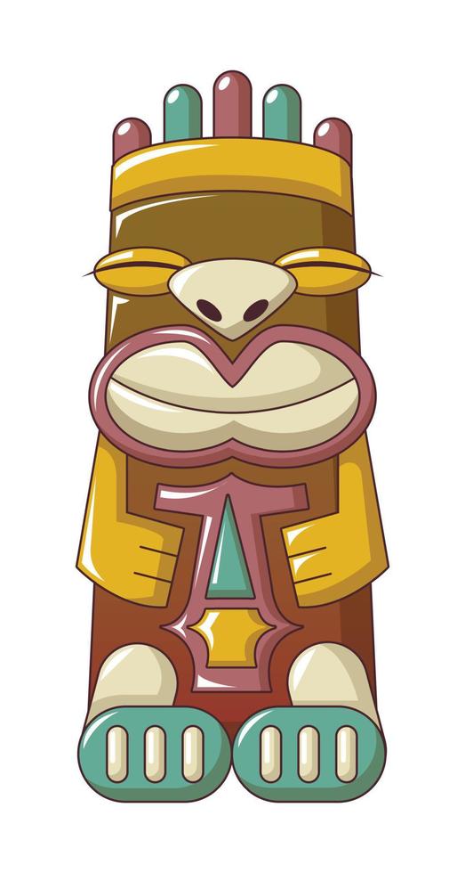Tribal idol icon, cartoon style vector