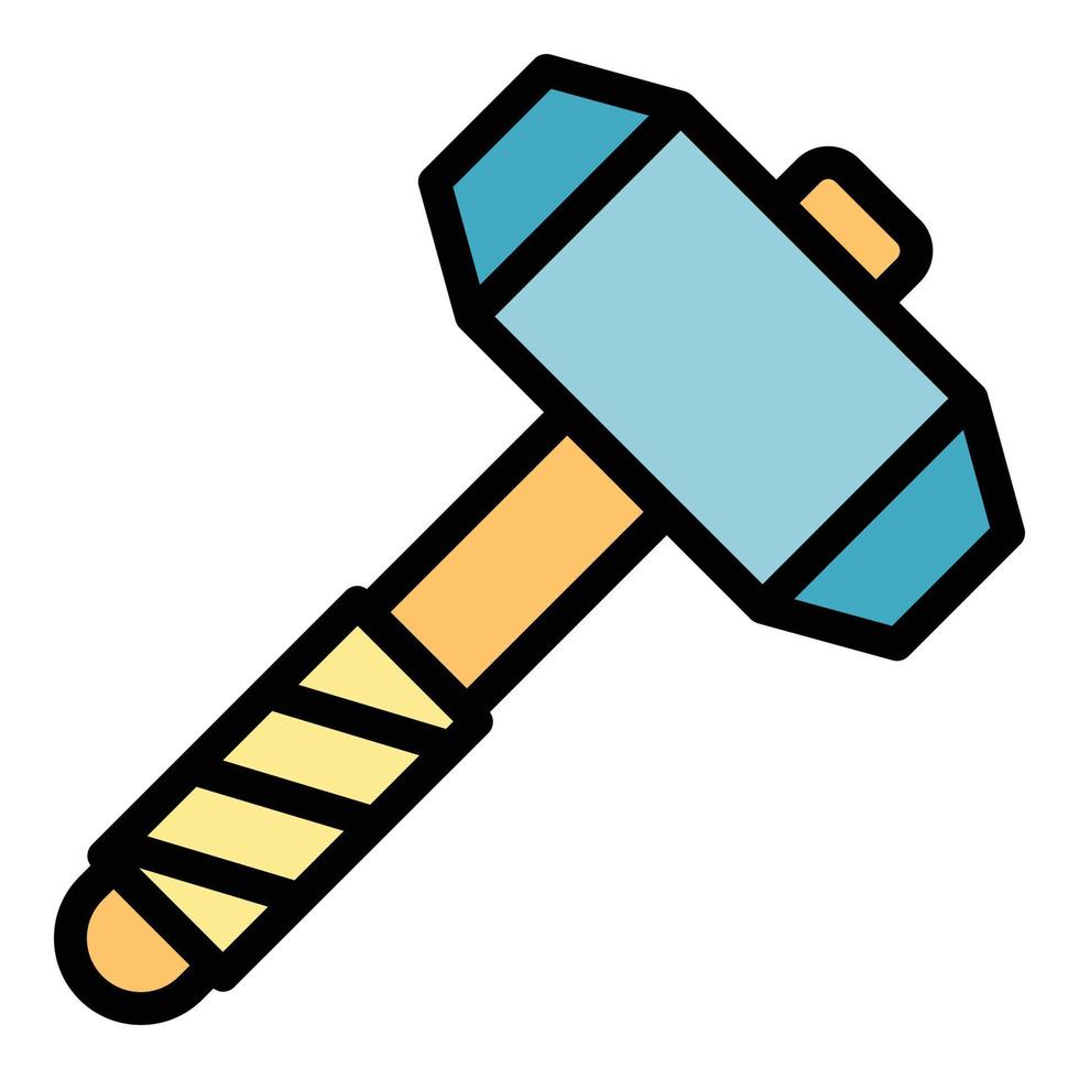 Blacksmith big hammer icon color outline vector