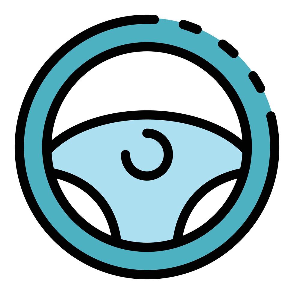 Steering wheel icon color outline vector