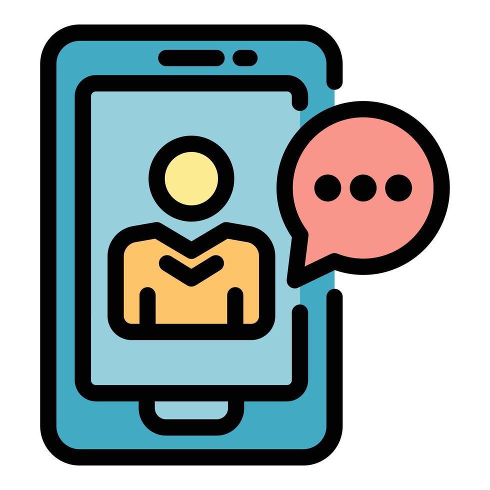 Smartphone online meeting icon color outline vector