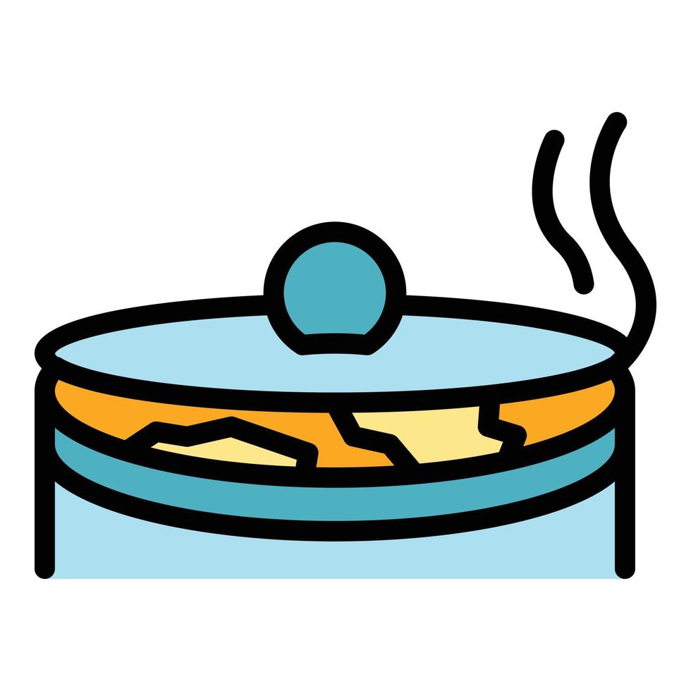 vector de contorno de color de icono de comida de sopa casera