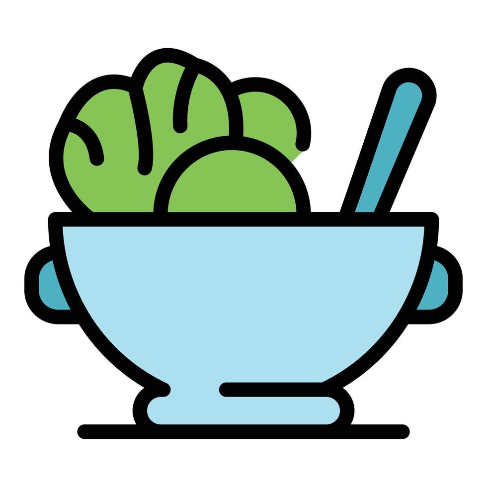 Homemade food salad icon color outline vector