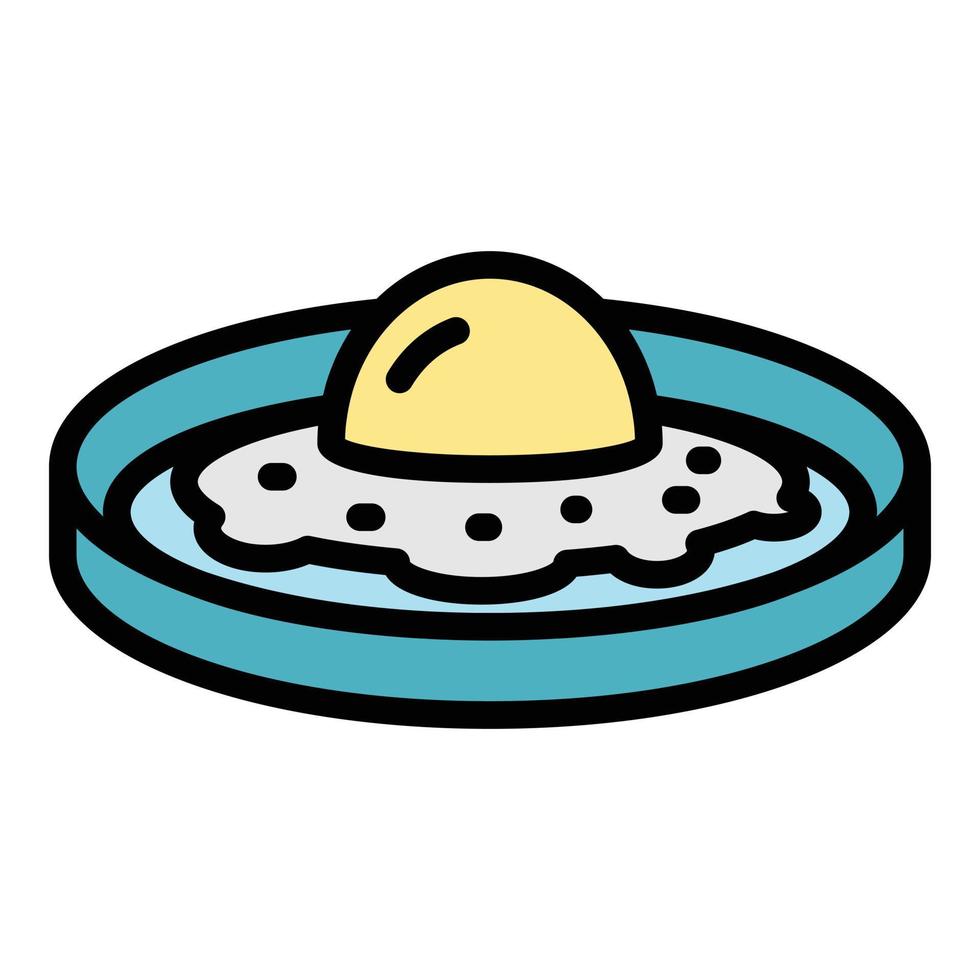 vector de contorno de color de icono de huevo frito de comida casera