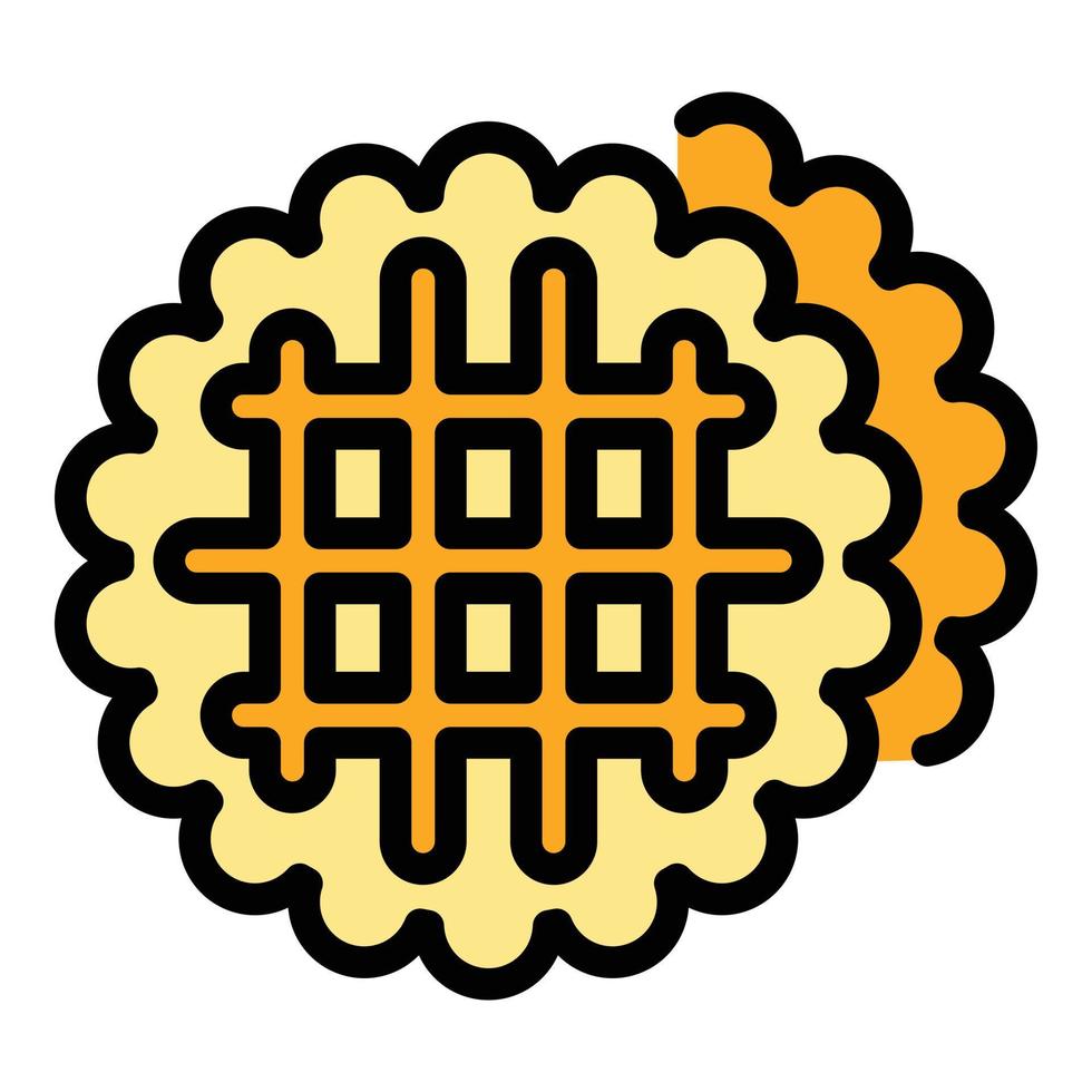 Homemade waffle food icon color outline vector