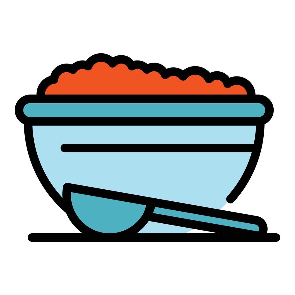 Homemade food rice bowl icon color outline vector