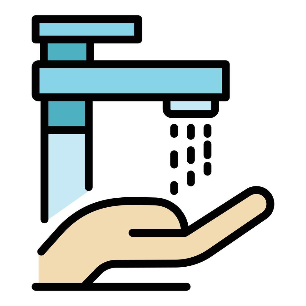 vector de contorno de color de icono de lavado de manos en casa