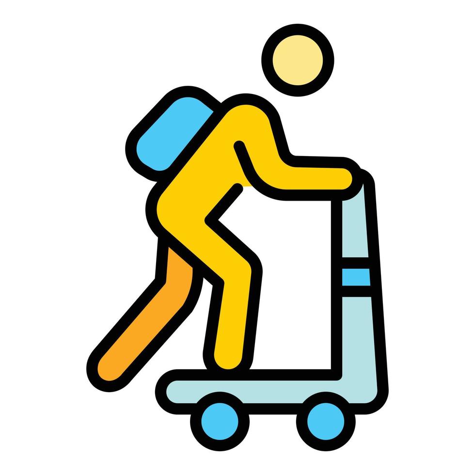 vector de esquema de color de icono de entrega a domicilio scooter