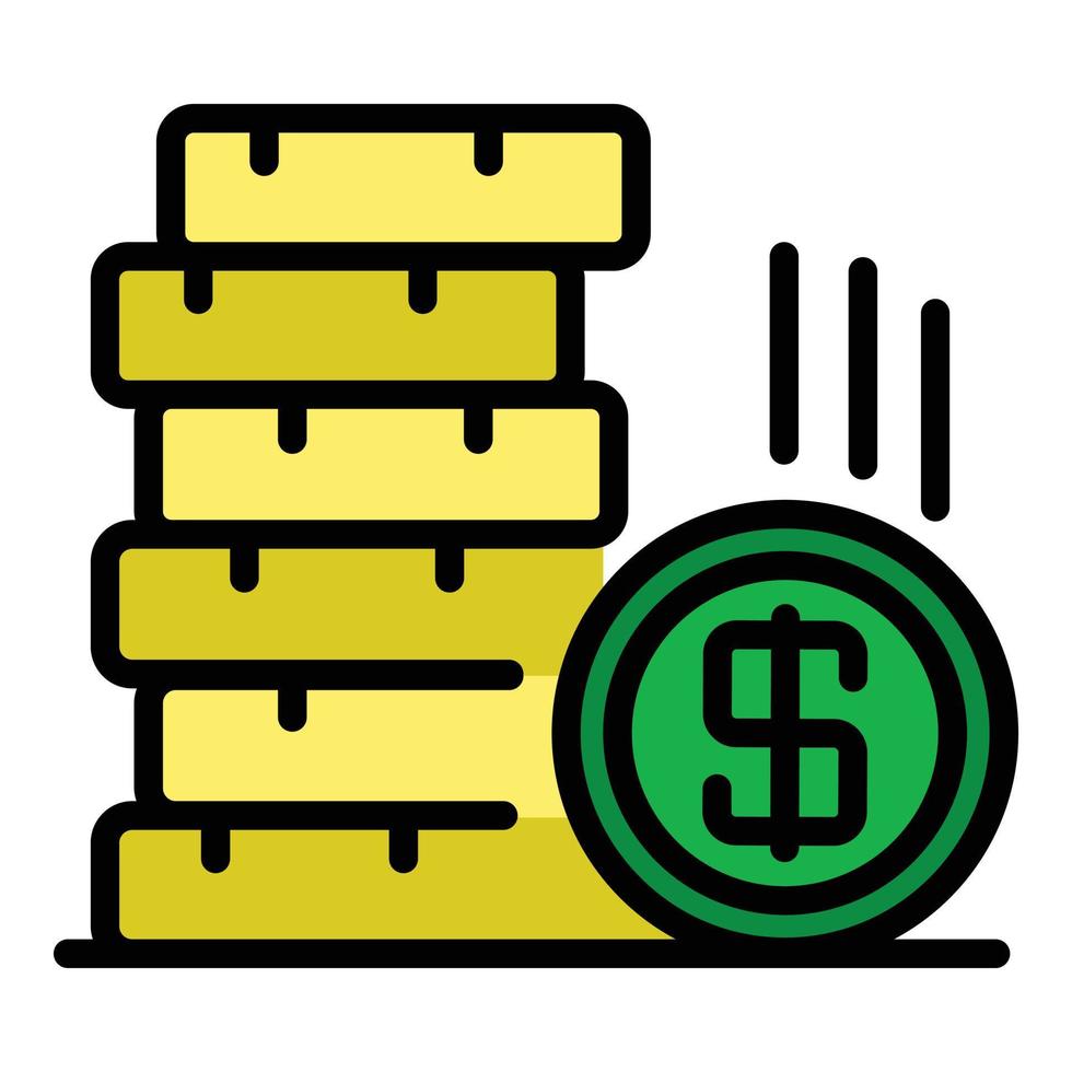 Coin stack bonus icon color outline vector