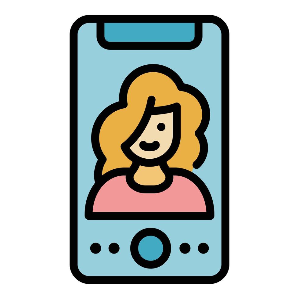 vector de contorno de color de icono de llamada facetime