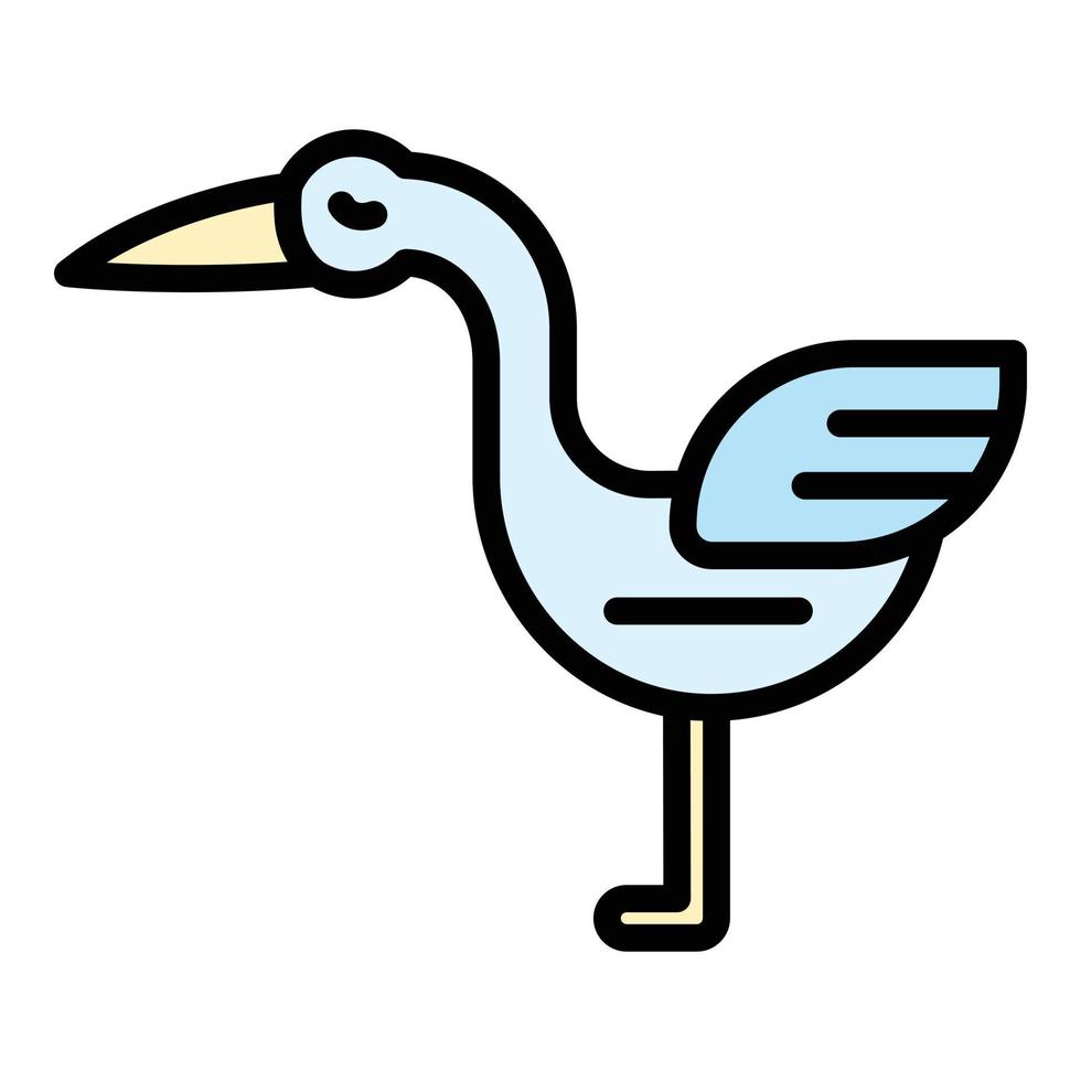 Wild stork icon color outline vector