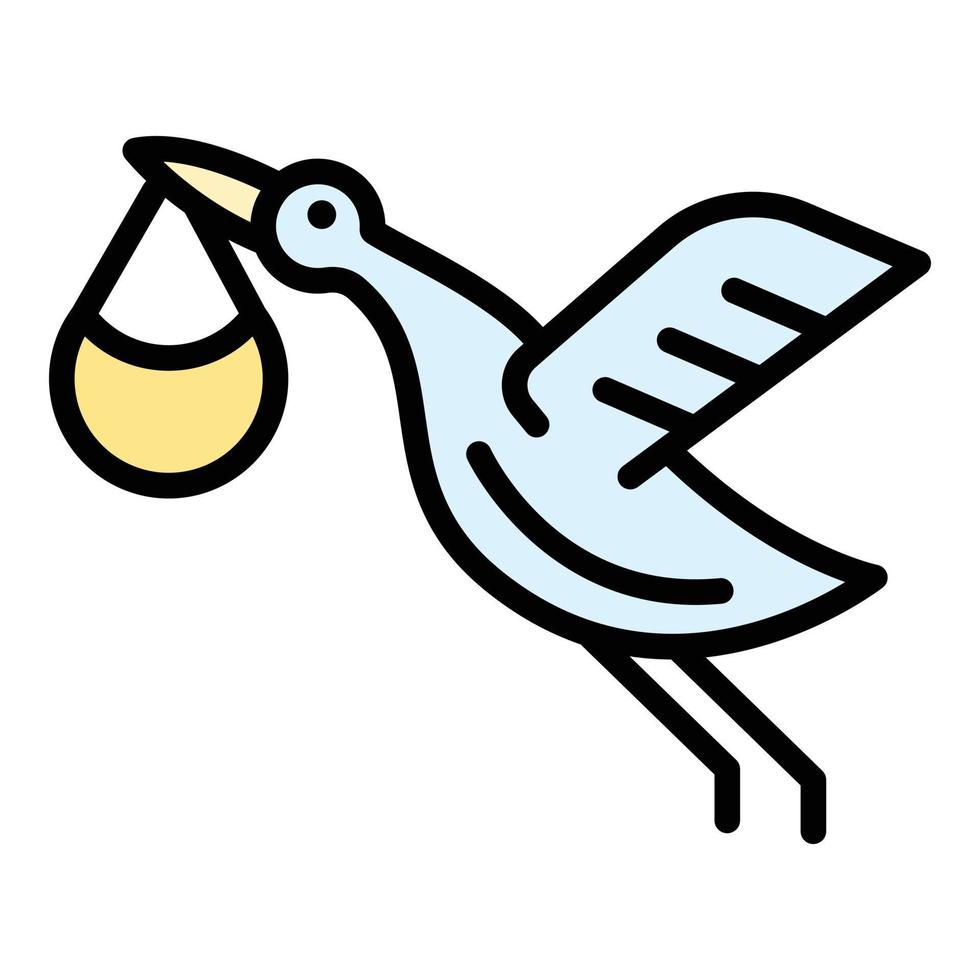 Born fly stork icon color outline vector