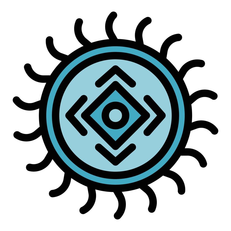 sol tribal amuleto icono color contorno vector