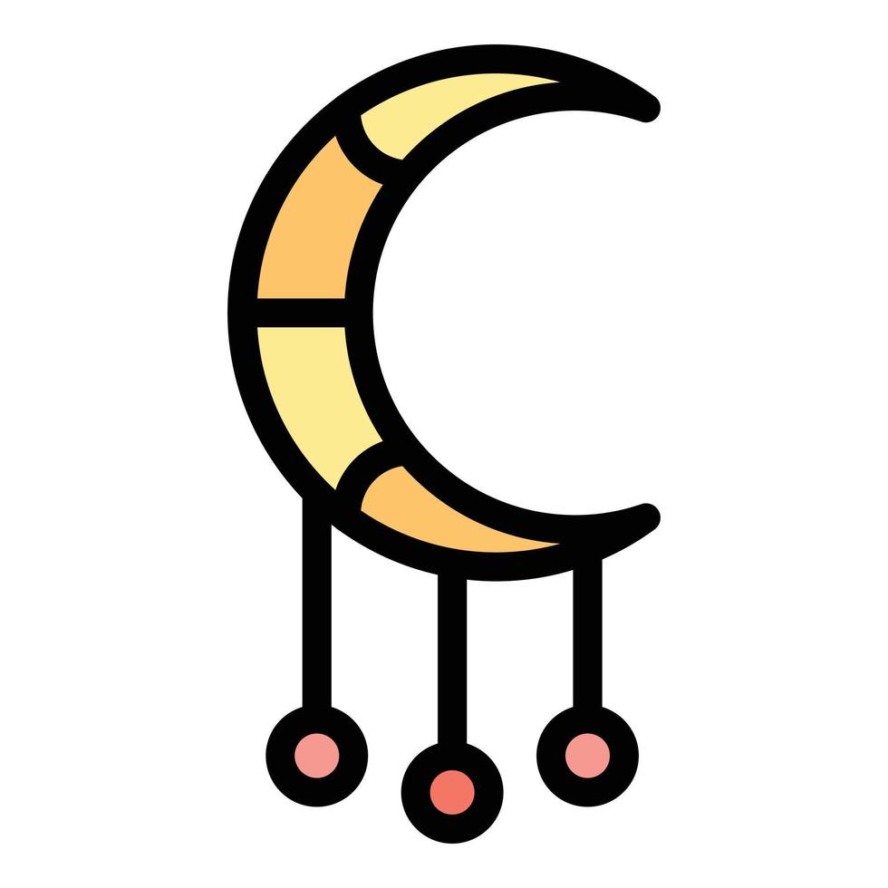 Moon protection amulet icon color outline vector