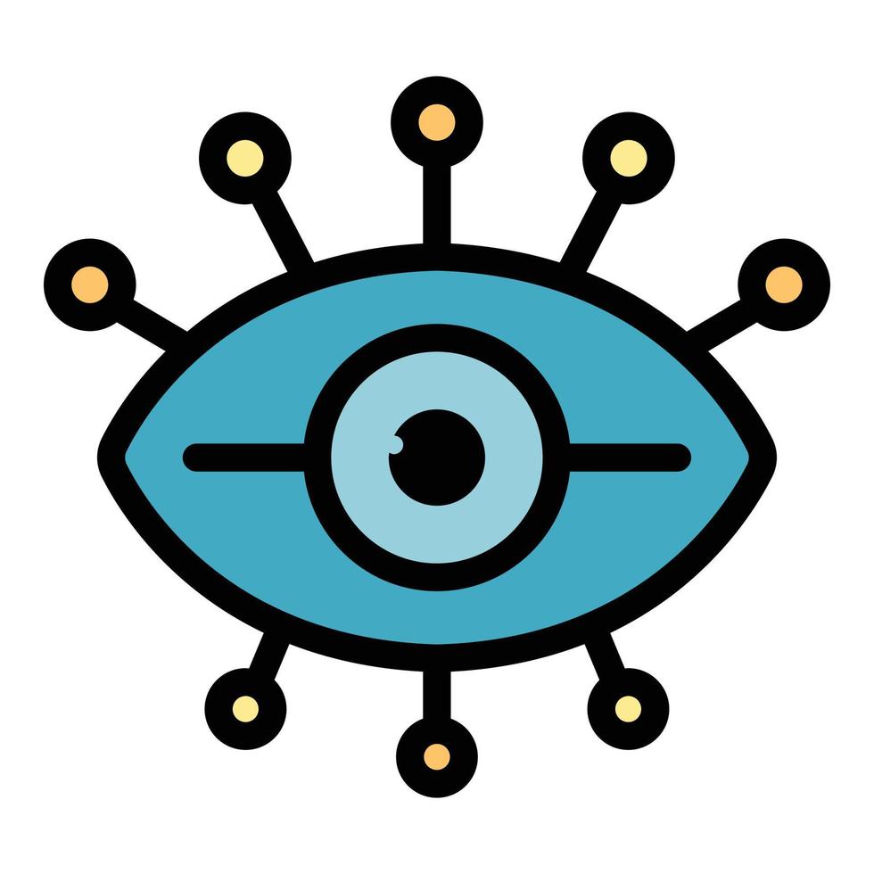 vector de contorno de color de icono de amuleto de ojo antiguo