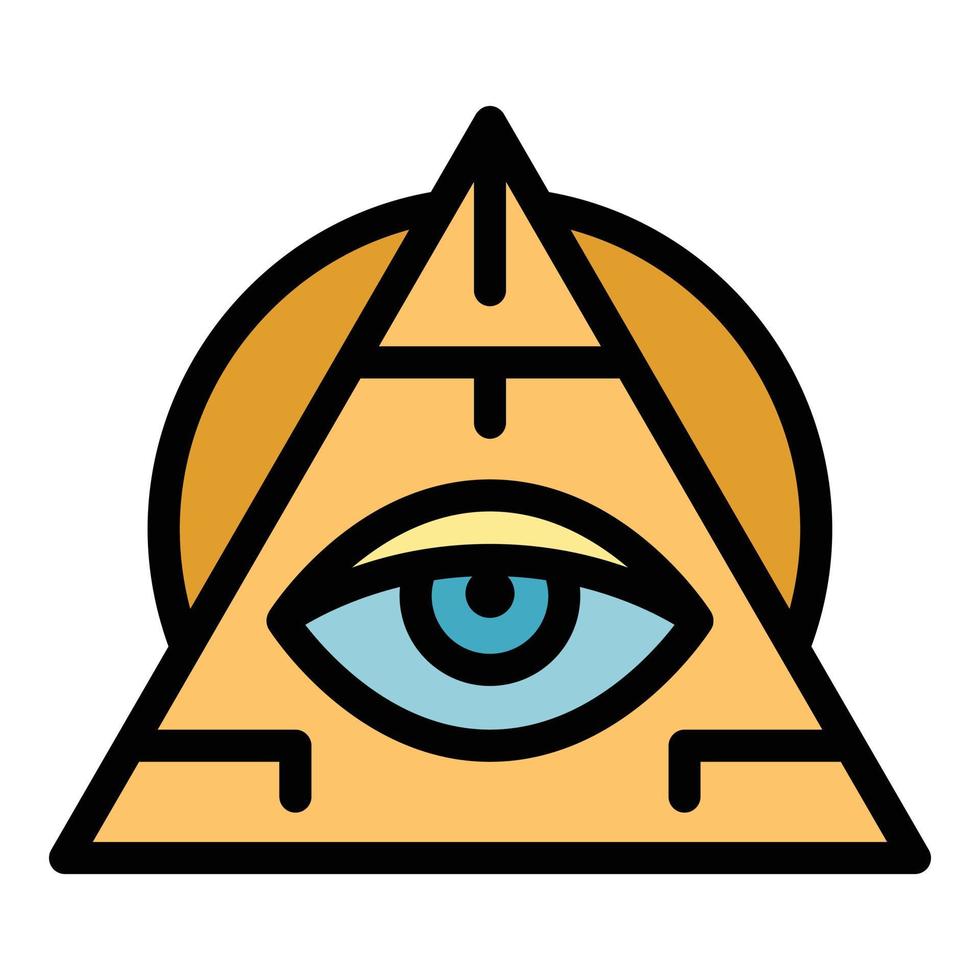 Pyramide eye amulet icon color outline vector