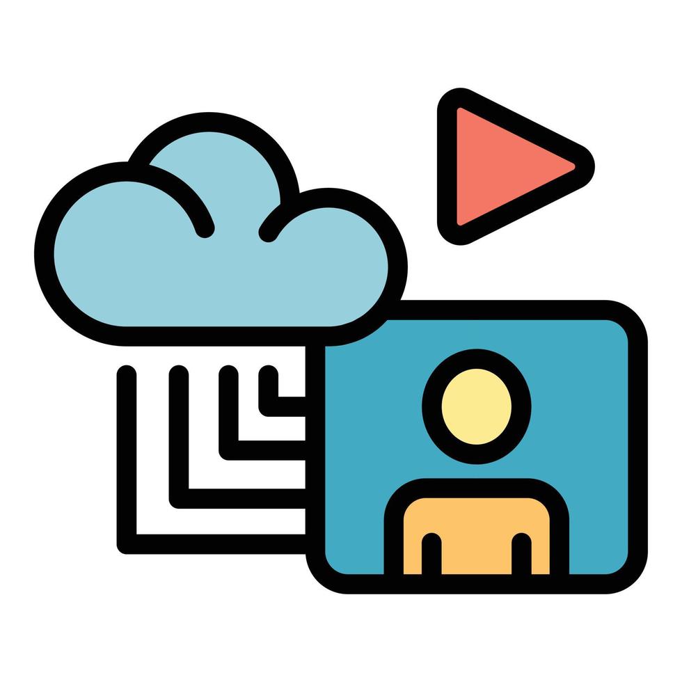 Data cloud stream icon color outline vector