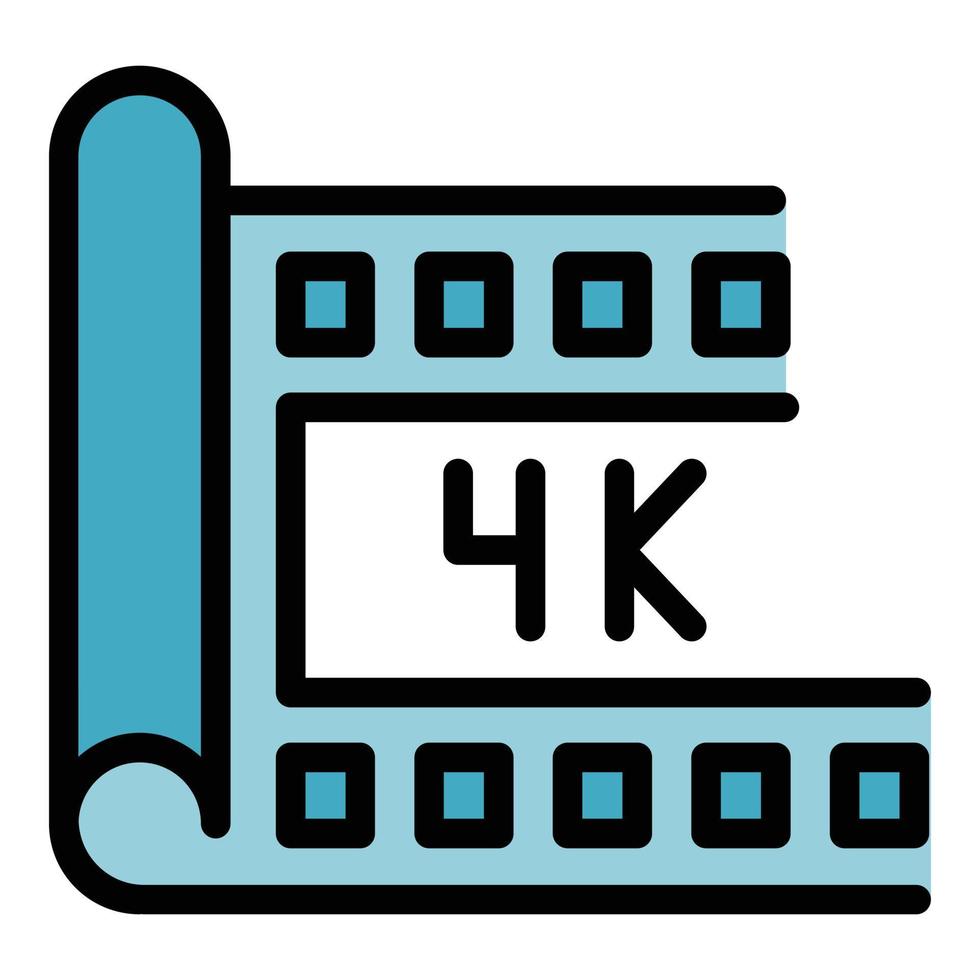 vector de contorno de color de icono de transmisión de video 4k