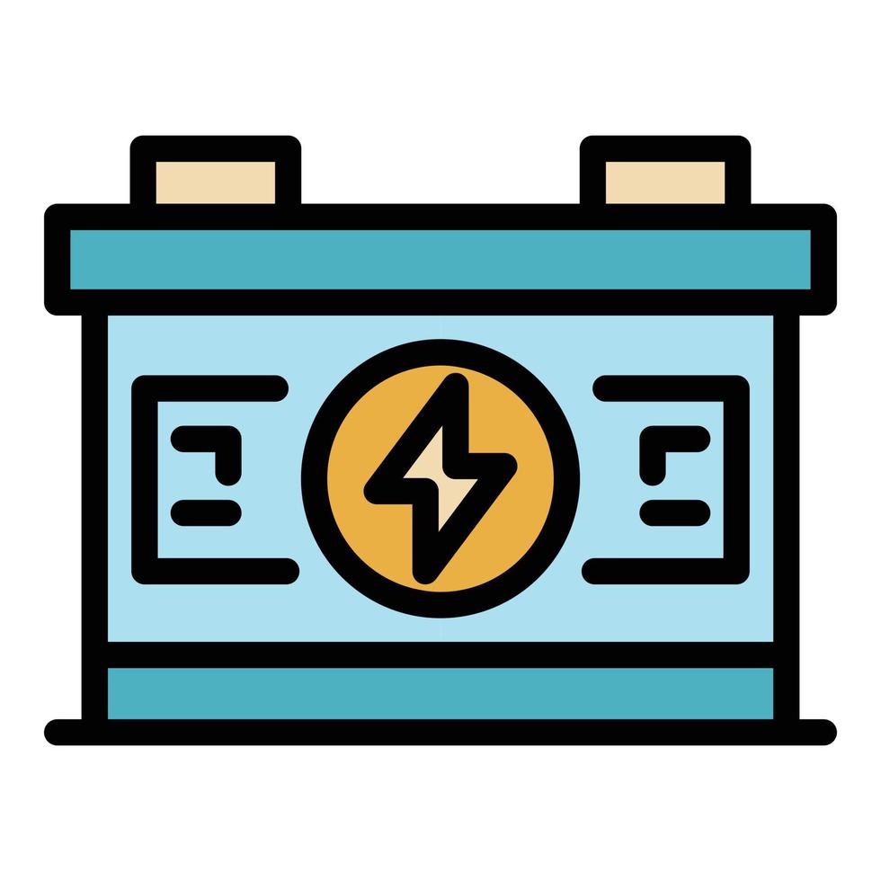 Full car battery icon color outline vector
