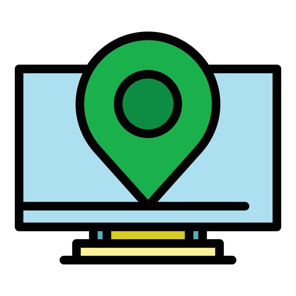 Location monitor icon color outline vector