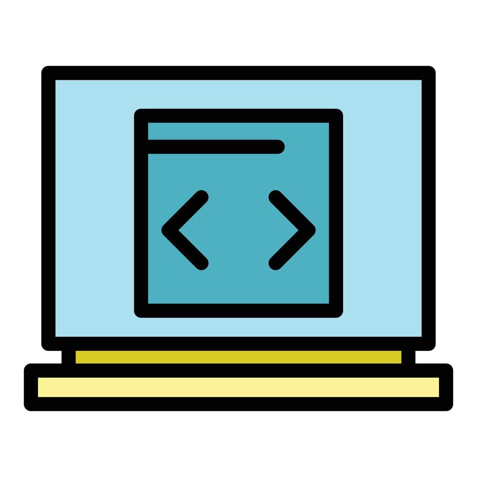 Open laptop icon color outline vector