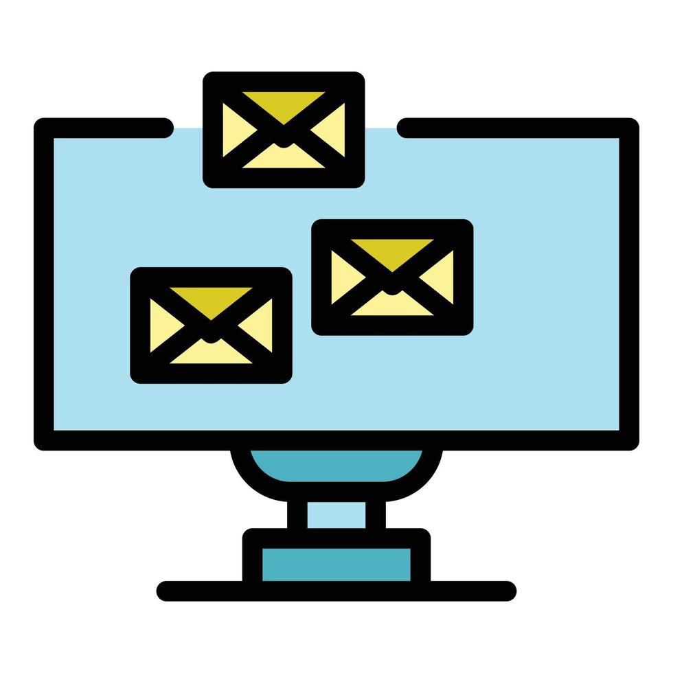 Emails monitor icon color outline vector