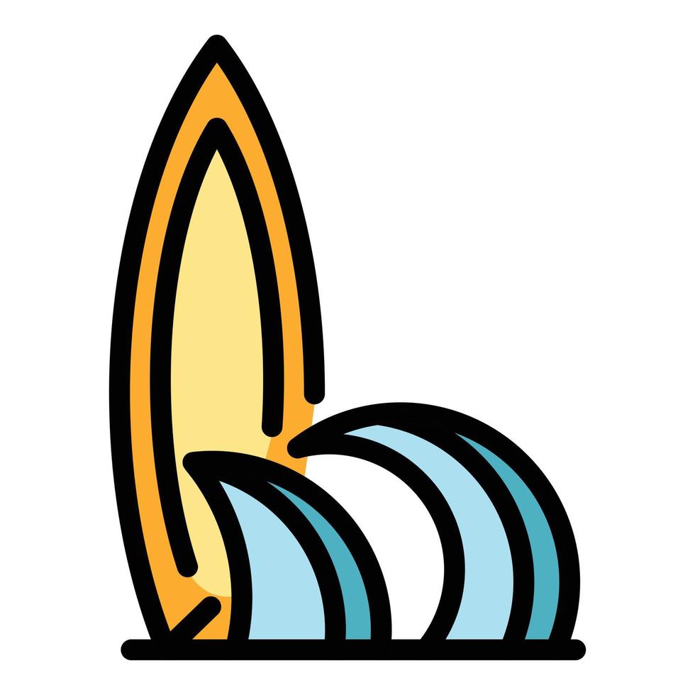 vector de contorno de color de icono de surf sup