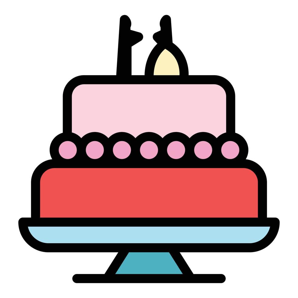 Wedding cake icon color outline vector