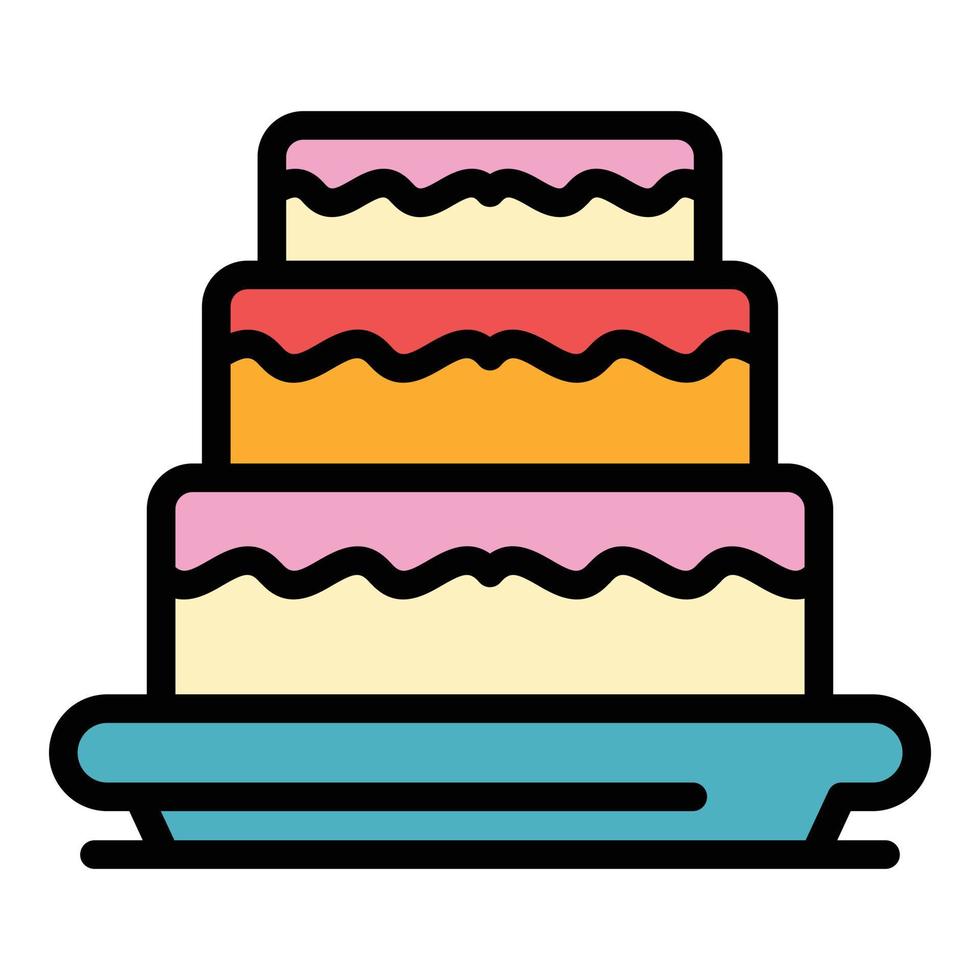 Food sweet cake icon color outline vector