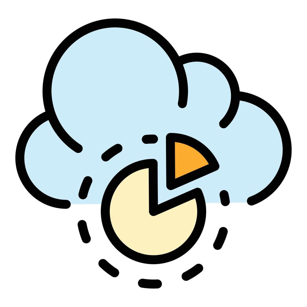 Cloud pie chart icon color outline vector
