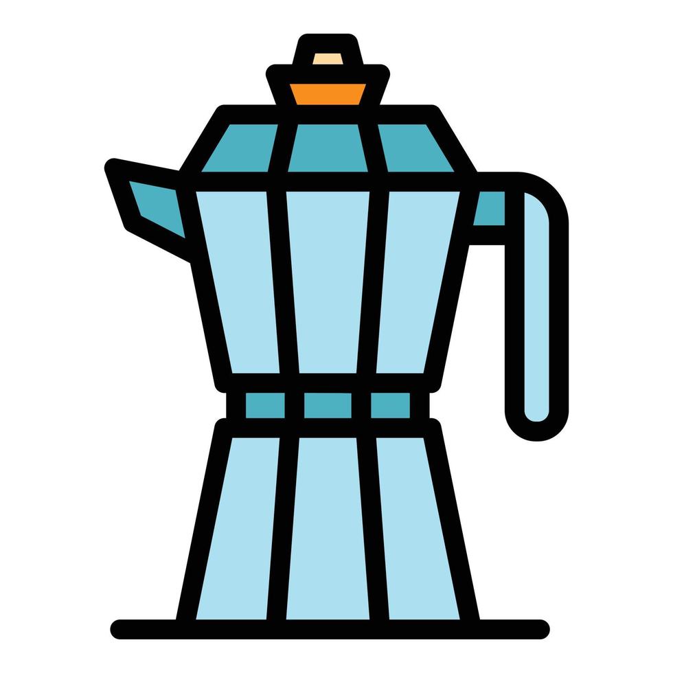 vector de contorno de color de icono de cafetera