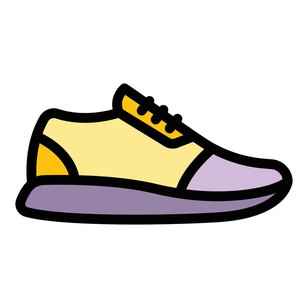 vector de contorno de color de icono de zapatillas de deporte de mujer