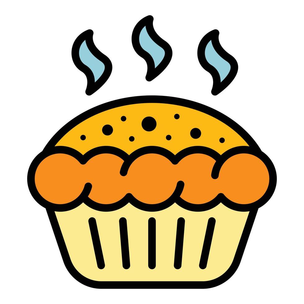 Hot apple pie icon color outline vector