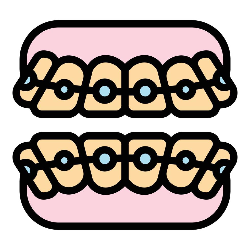 Retainer teeth braces icon color outline vector