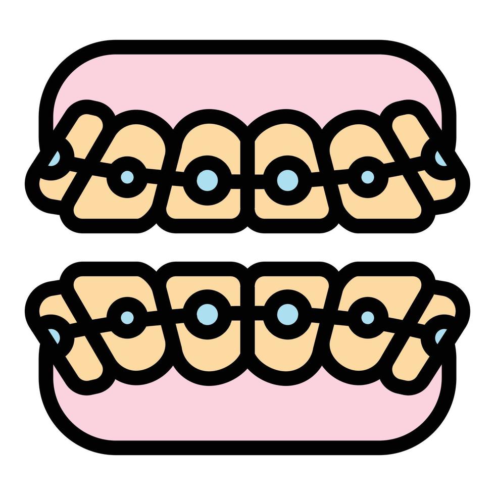 retenedor dientes llaves icono color contorno vector