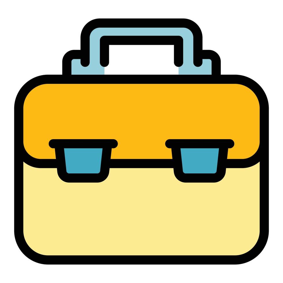 Baggage suitcase icon color outline vector
