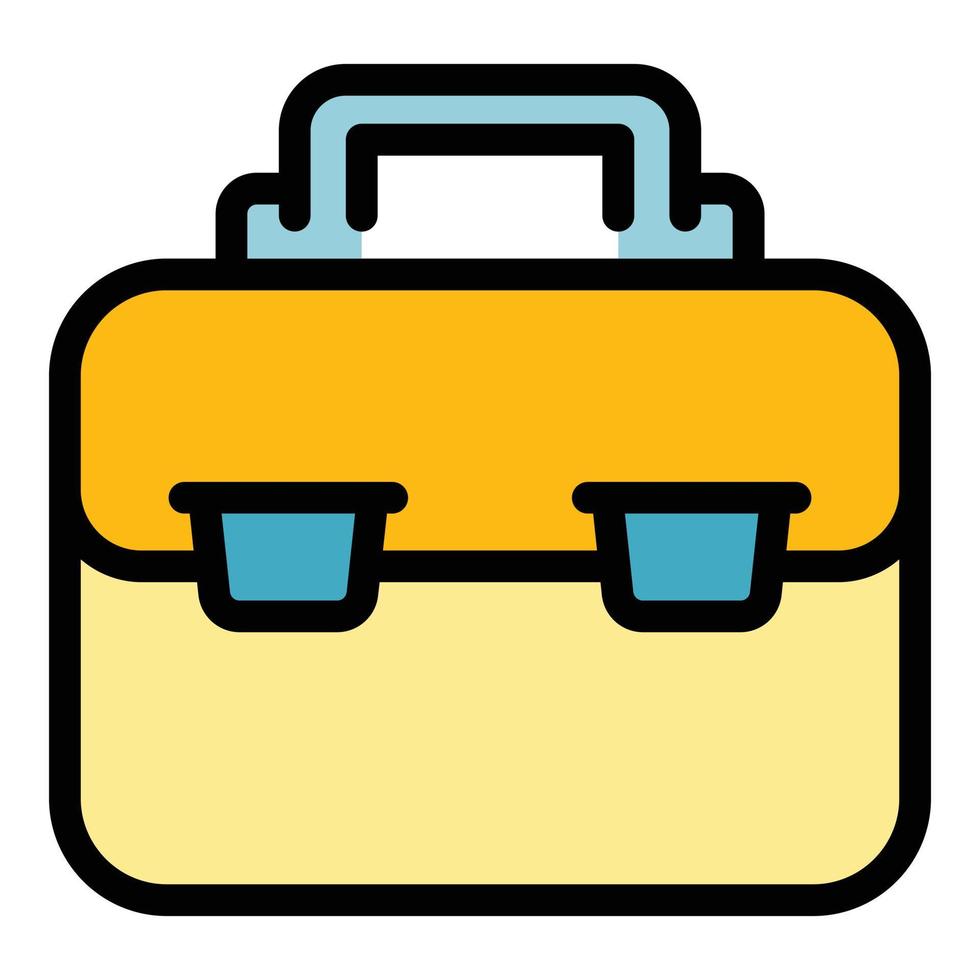 Baggage suitcase icon color outline vector