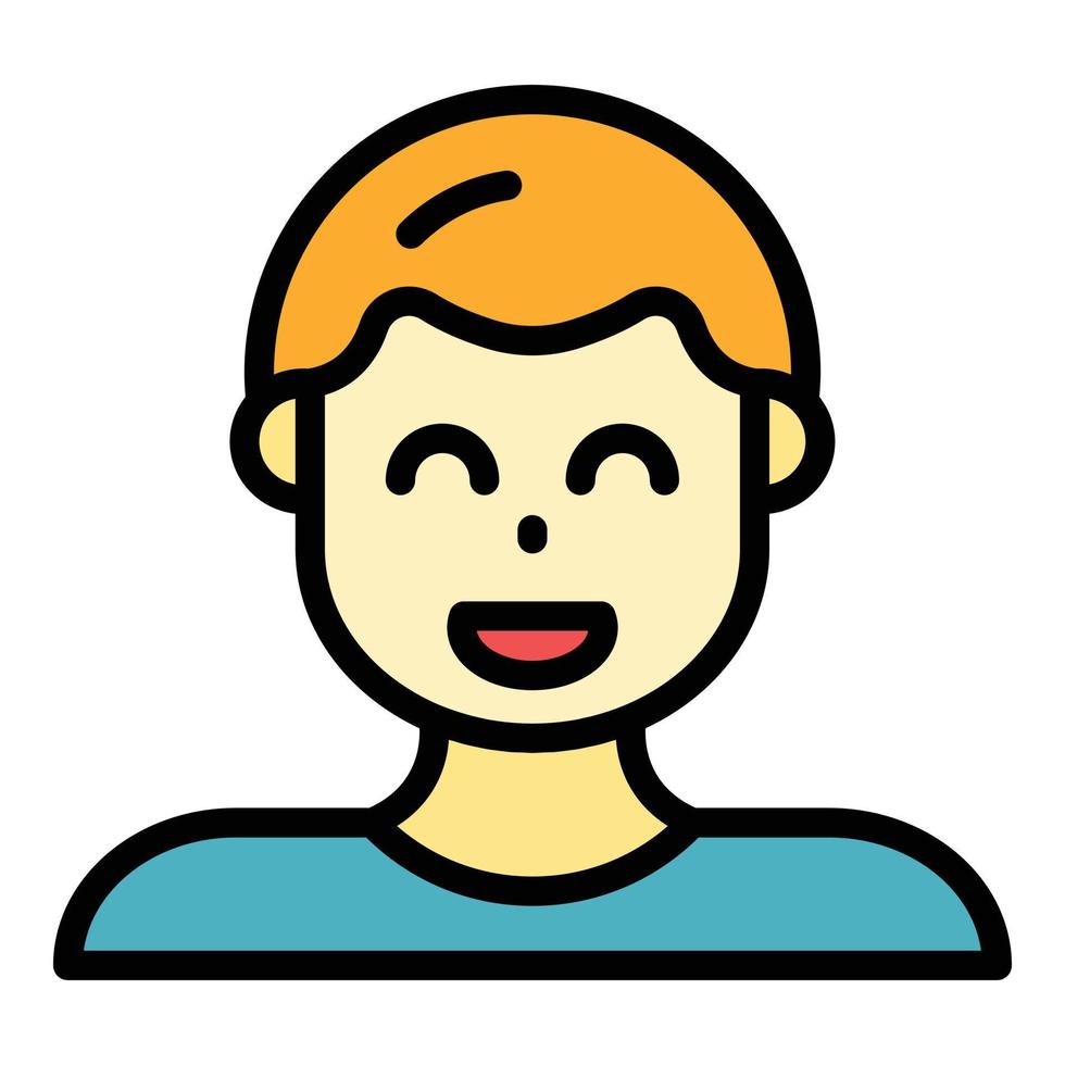 Button man smiling icon color outline vector