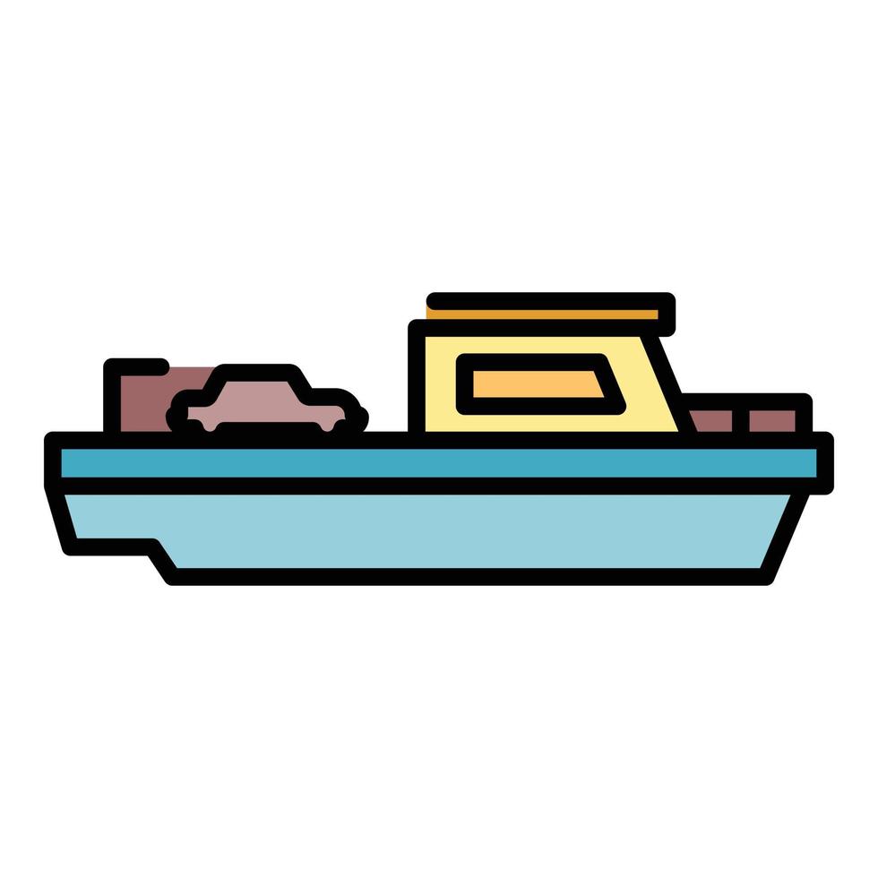 Cargo ferry icon color outline vector