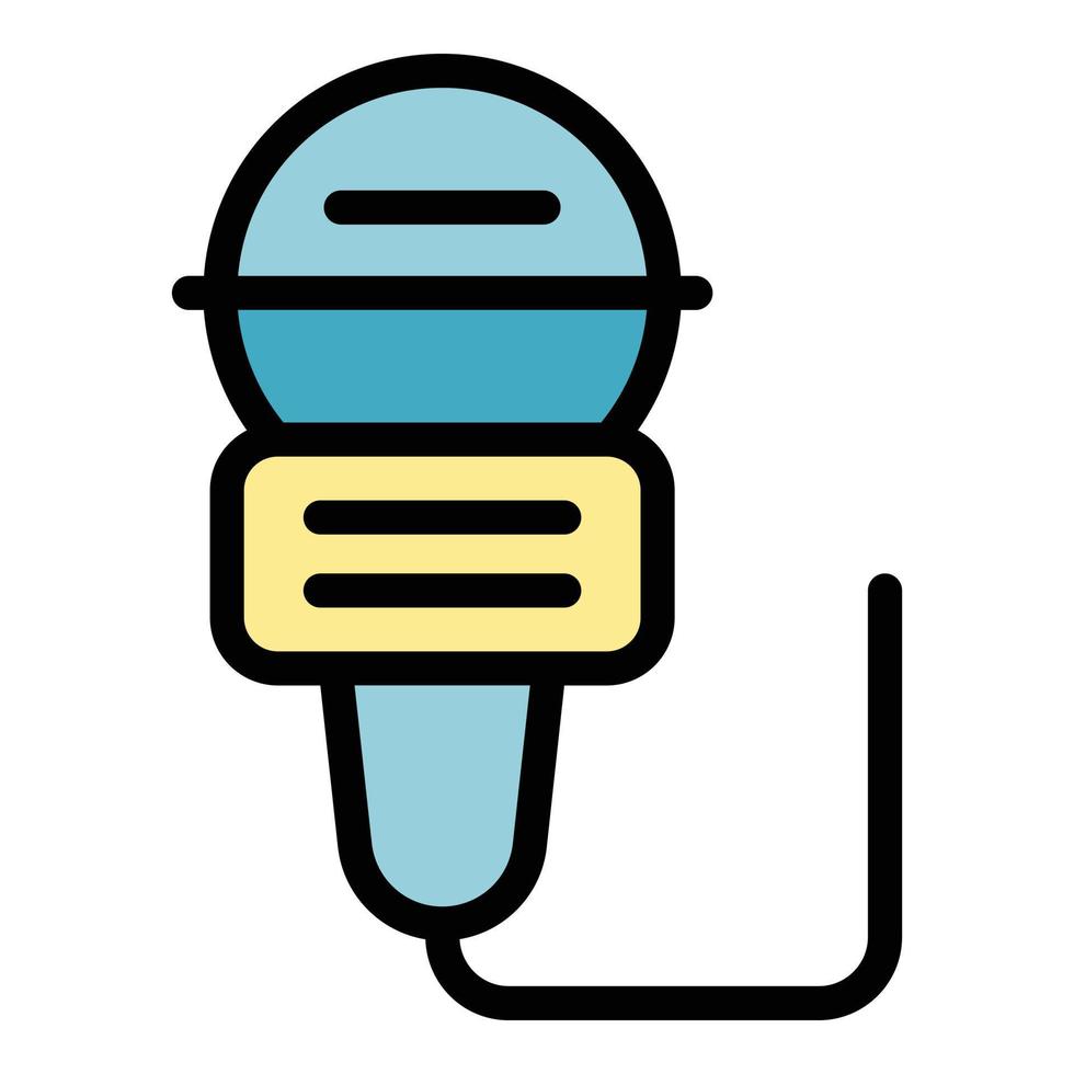 Actual microphone icon color outline vector