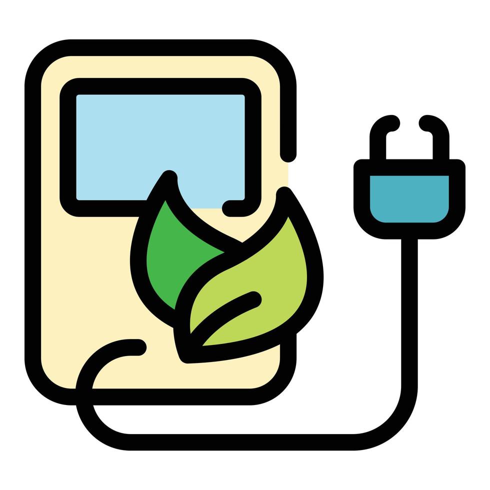Eco charge icon color outline vector