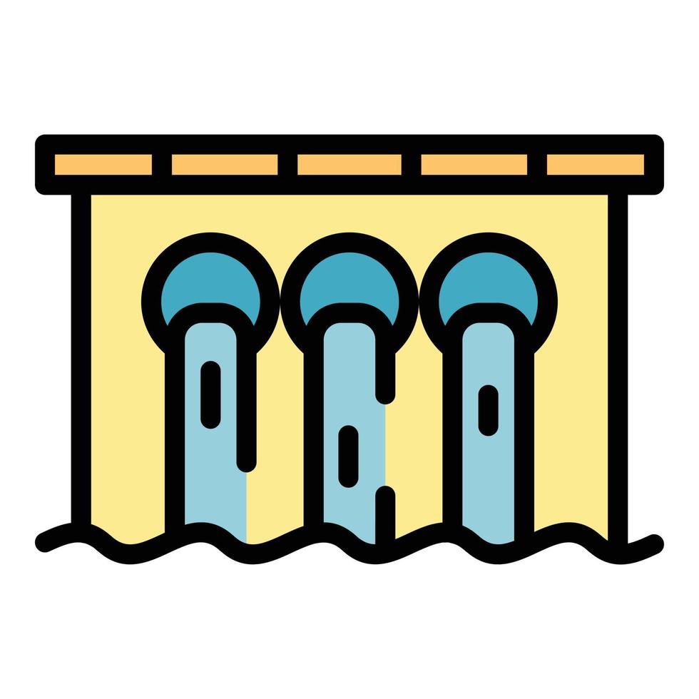 vector de esquema de color de icono de edificio de energía hidroeléctrica