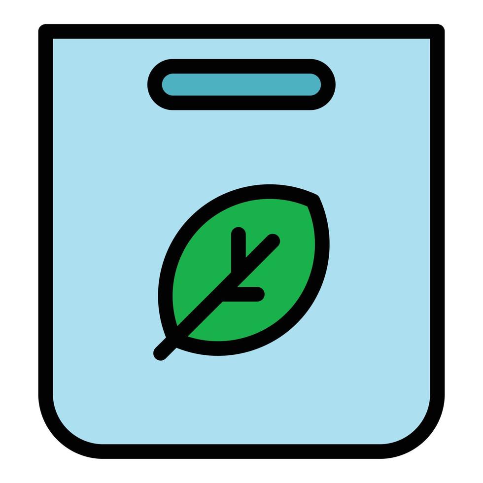 vector de contorno de color de icono de paquete de hoja ecológica