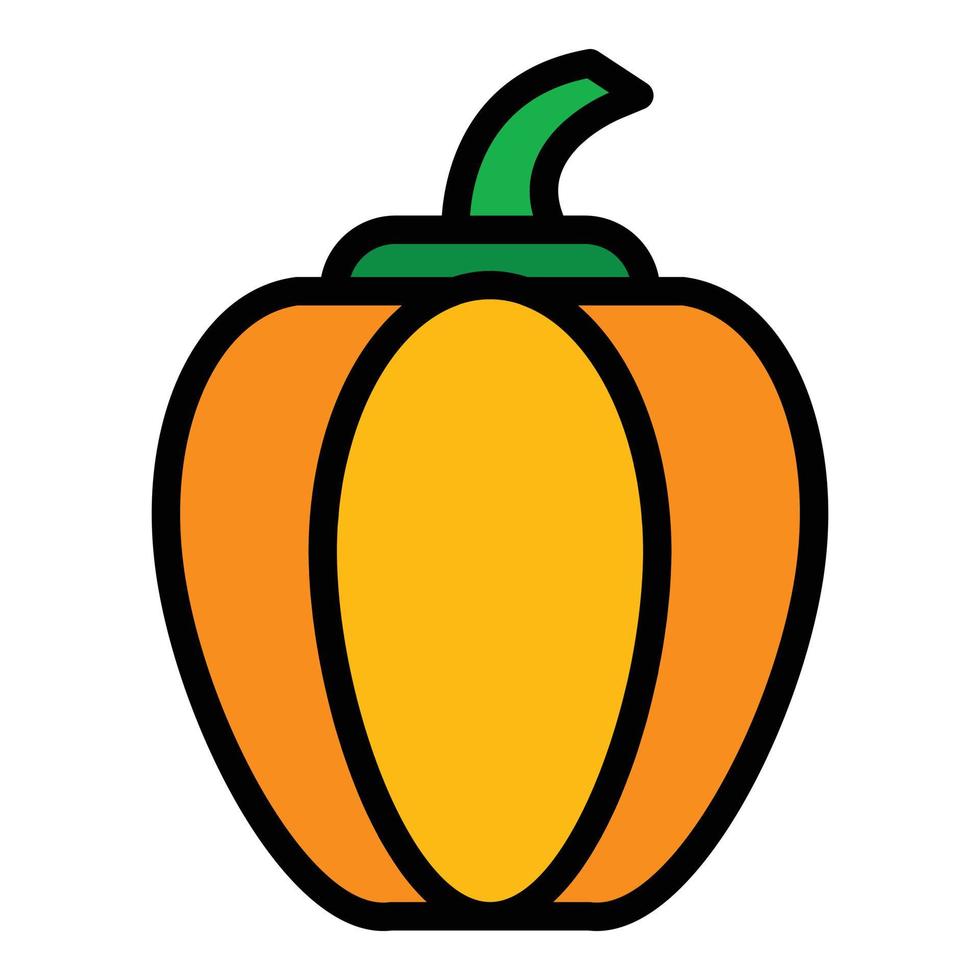 vector de contorno de color de icono de calabaza de granja