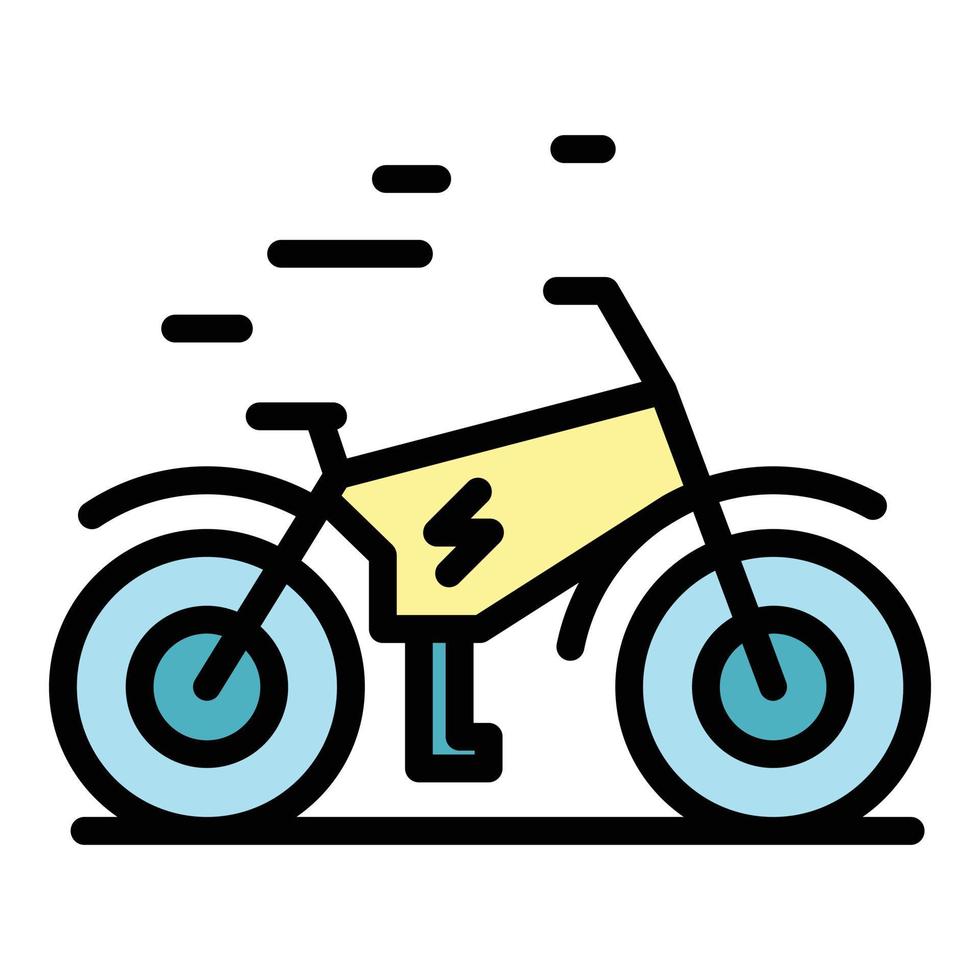 vector de contorno de color de icono de bicicleta eléctrica