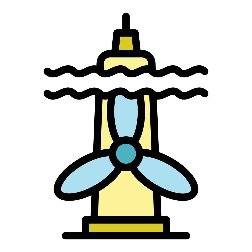 Water turbine icon color outline vector