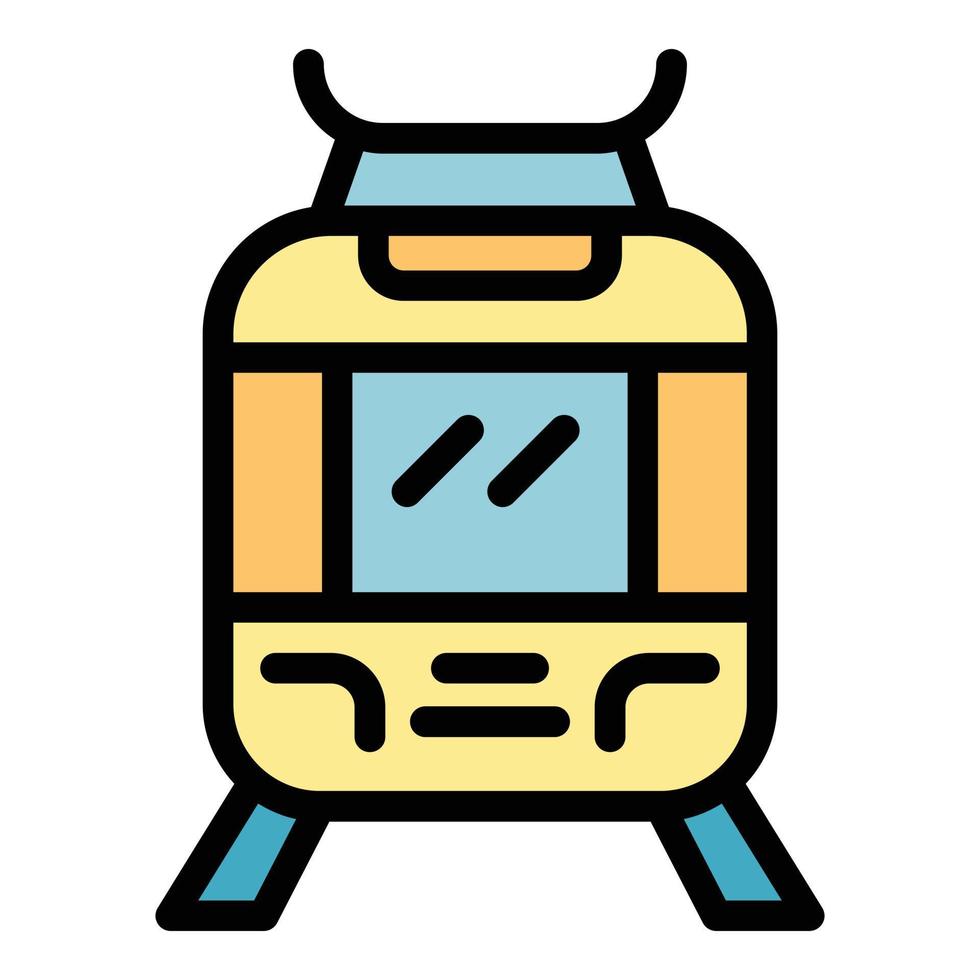 City tram icon color outline vector