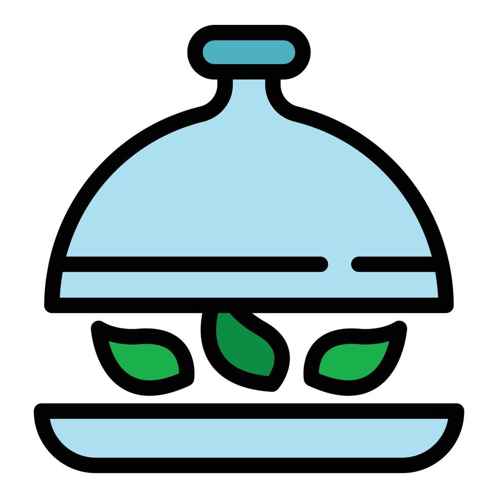 vector de contorno de color de icono de comida de restaurante